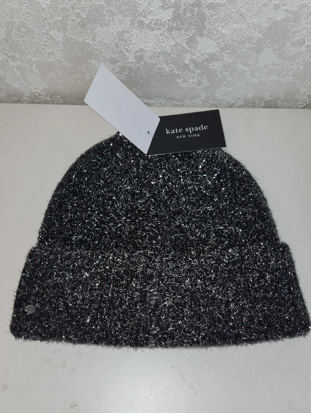 Kate Spade Sparkle Black Beanie NWT